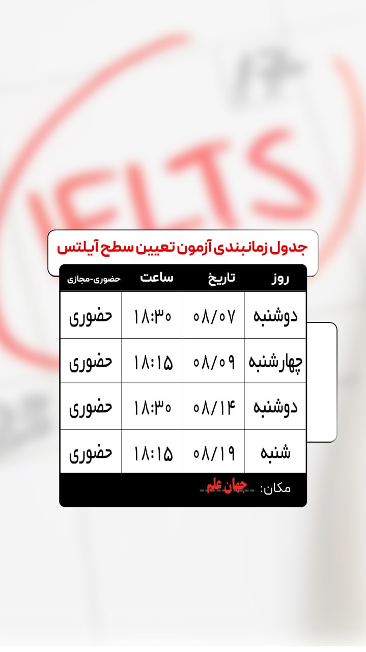 تعیین سطح ایلتس